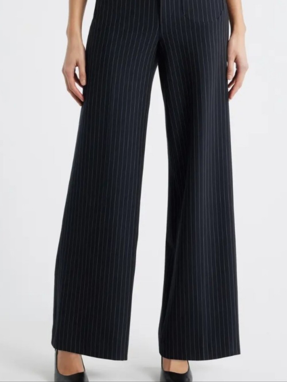 Antonio Melani Wide-Leg Black Striped Trousers Size 14